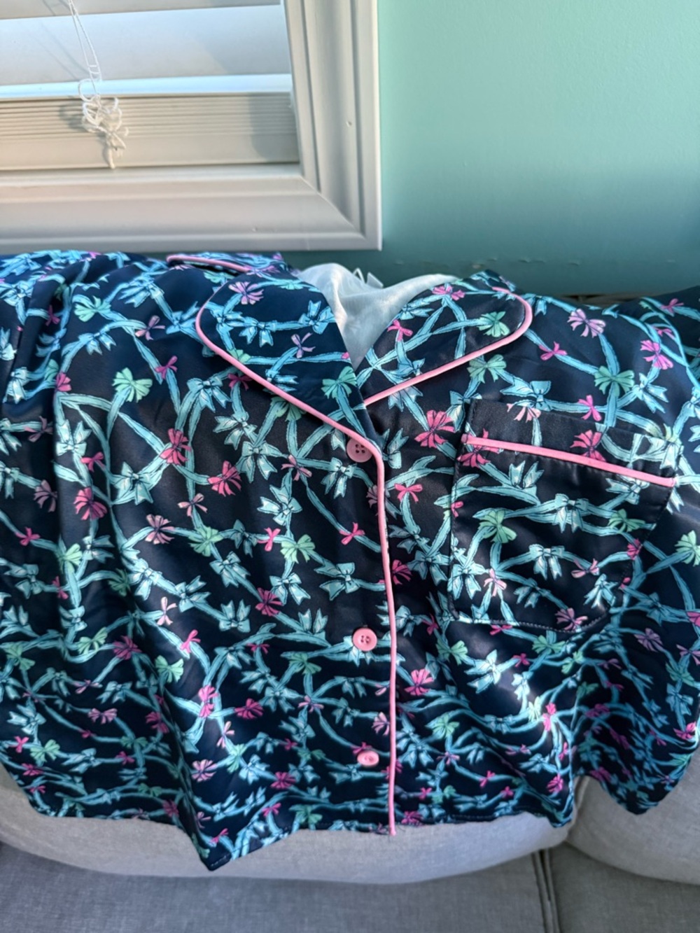 Simply Southern Navy Floral Top with Pink Accents - Picture 5 of 6